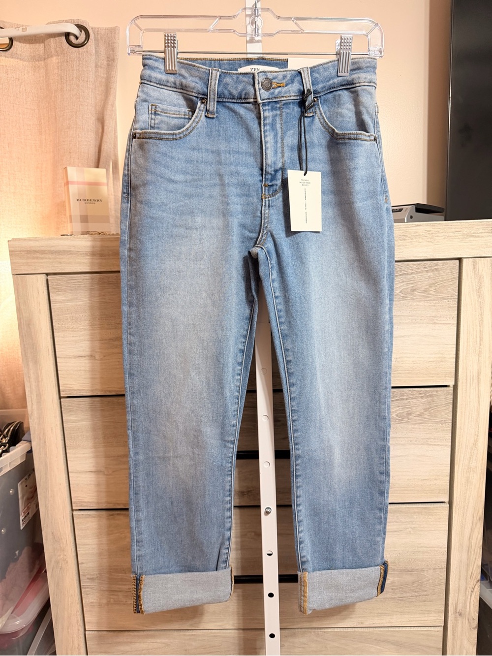 Women’s Zenana Cuffed Skinny Crop Blue Jeans